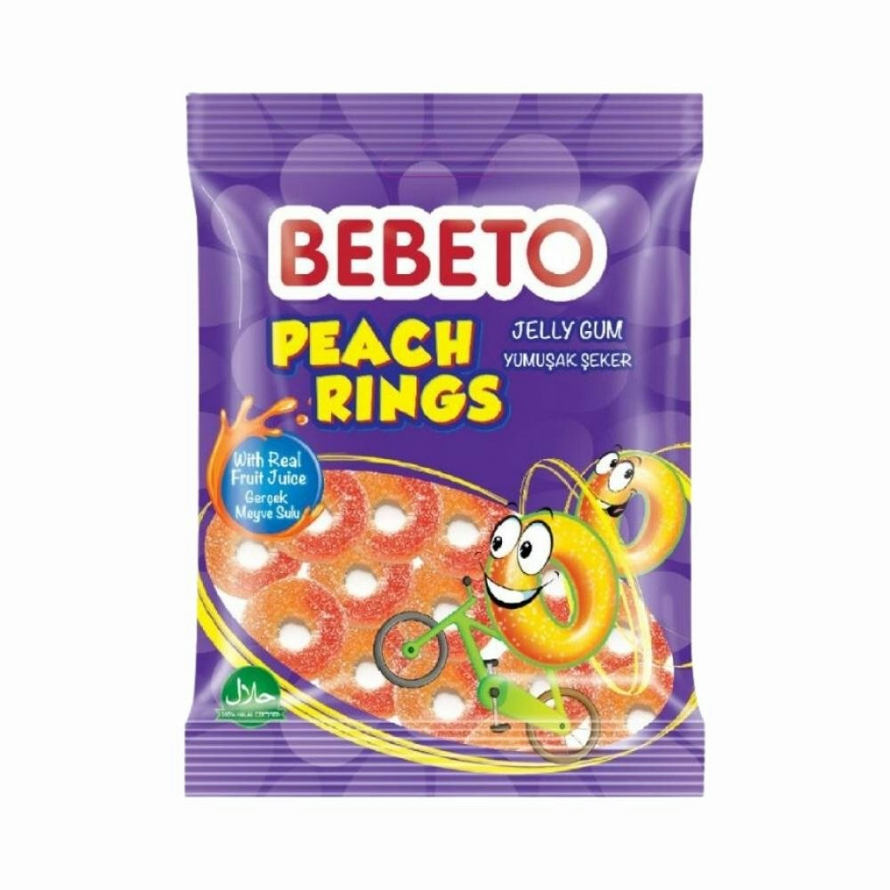 Bebeto Peach Rings 80g påse