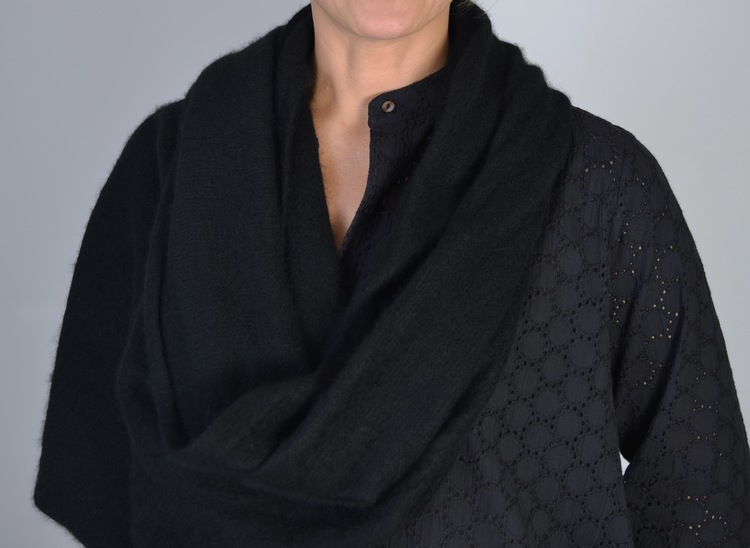 Black Cashmere Knitted handcrafted Wrap