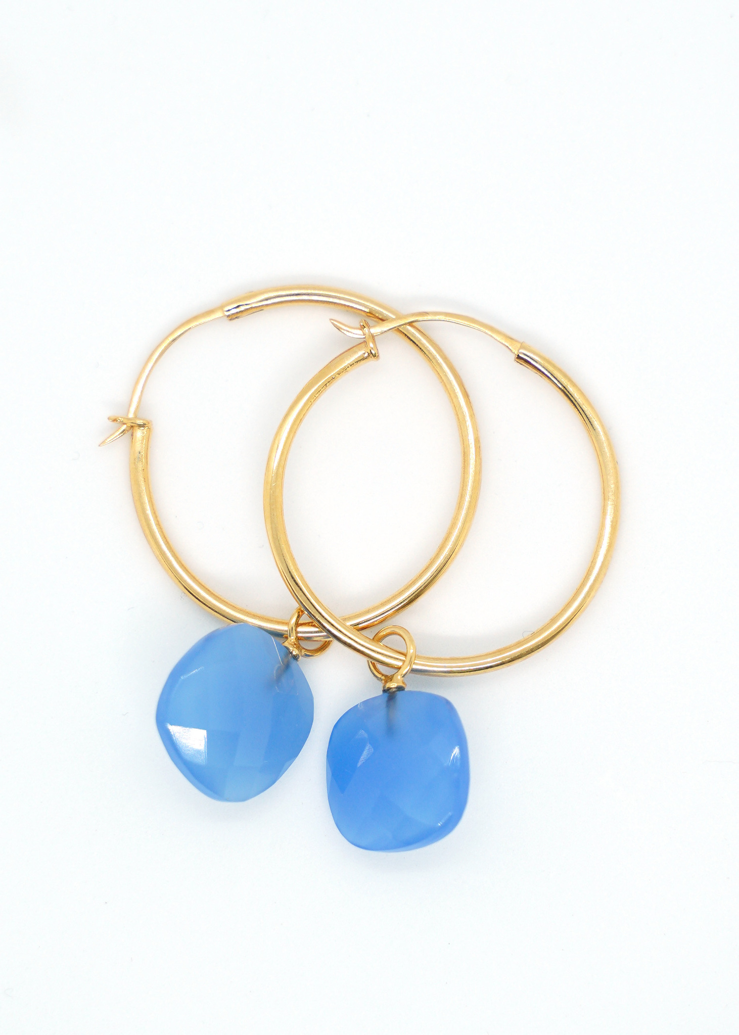 Mossa Large Hoop Earring Blue Calcidony Square