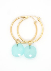 Mossa Large Hoop Earring Green/Blue Calcidony Square