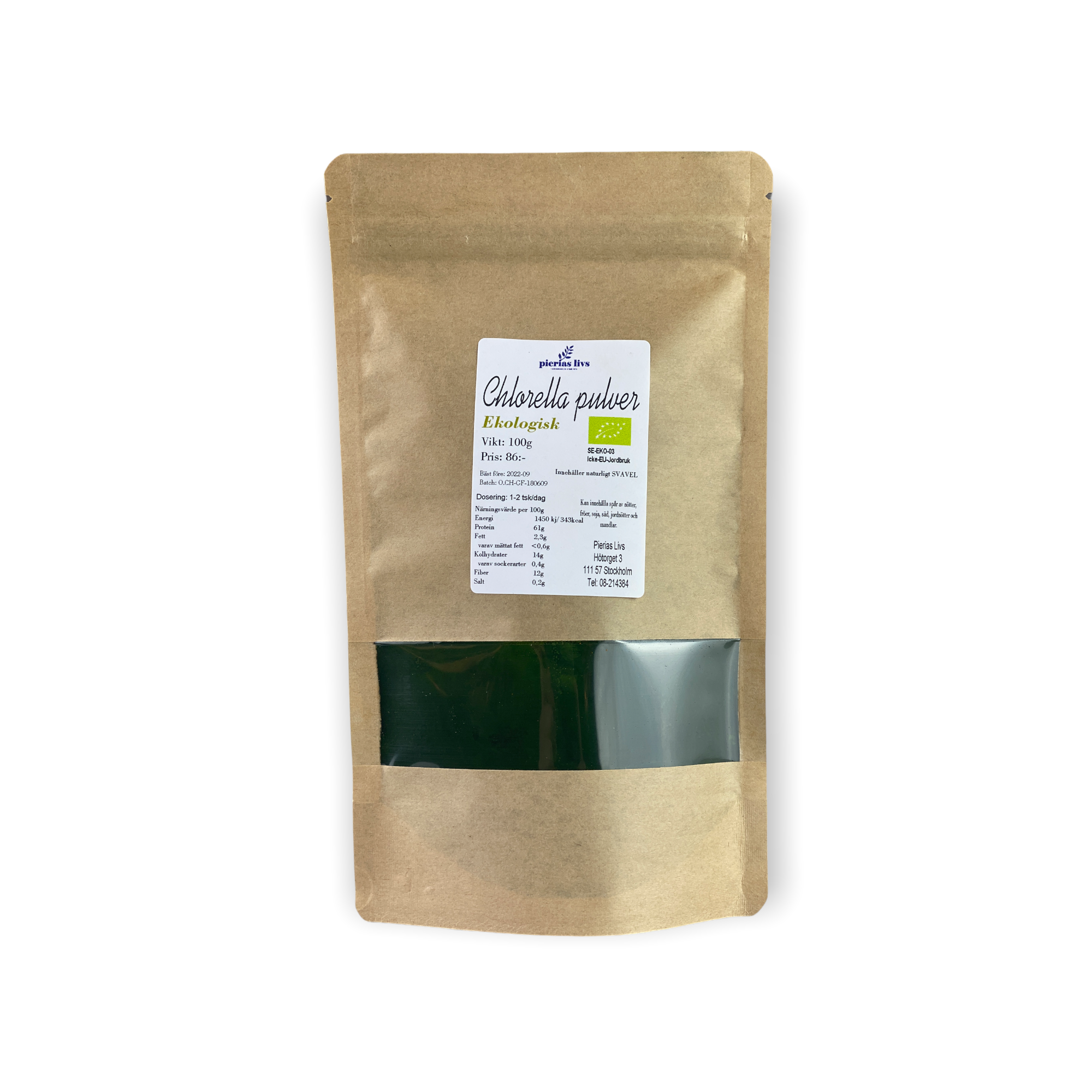 Chlorella pulver Ekologiskt 100g