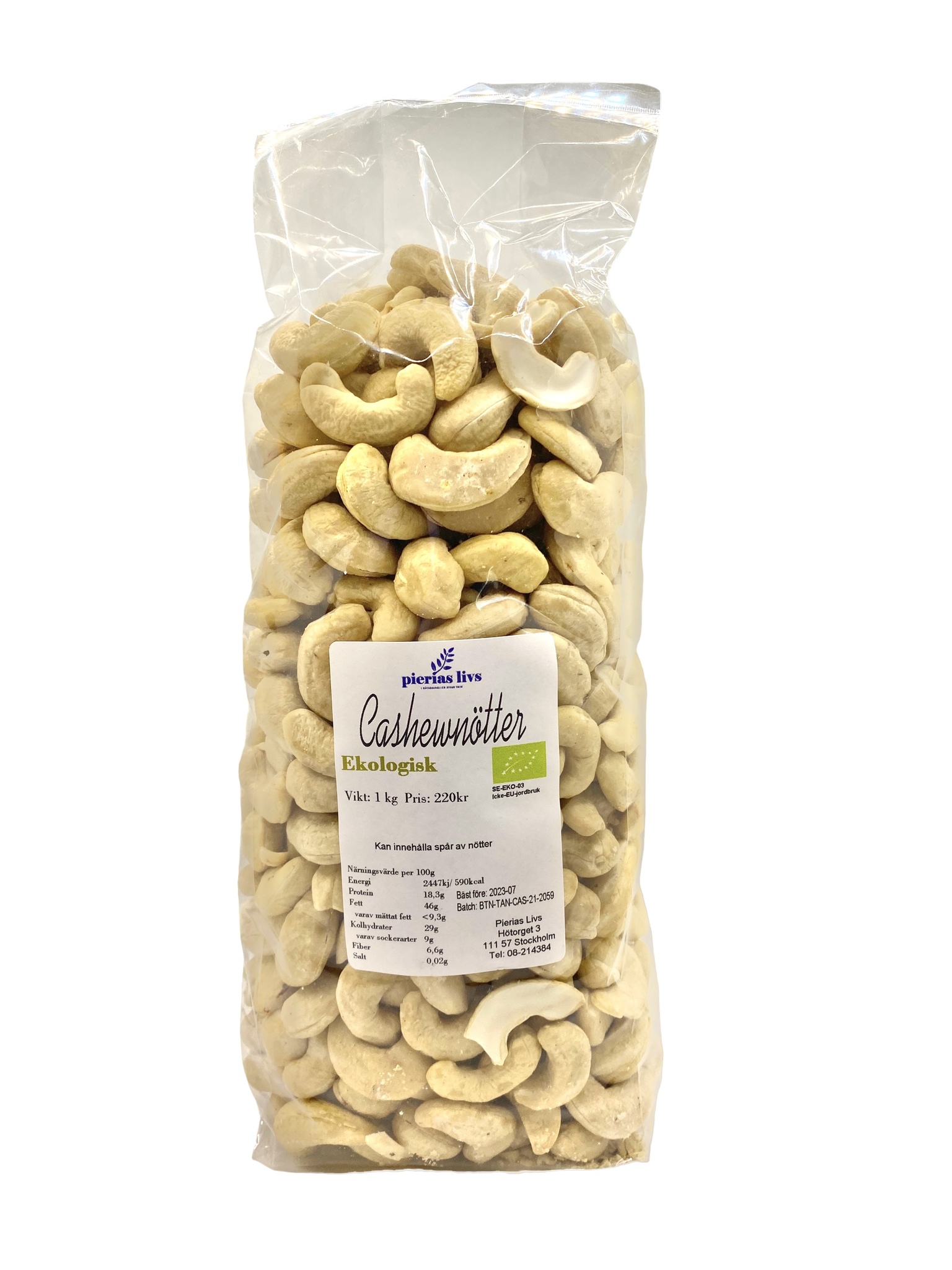 Cashewnötter naturella Ekologiska 1kg