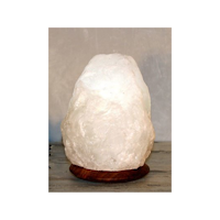 Vit Saltkristallampa med träfot 2-3kg