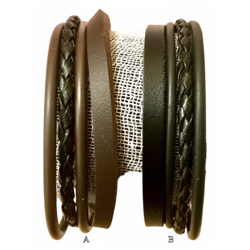 Bruna och svarta läderarmband