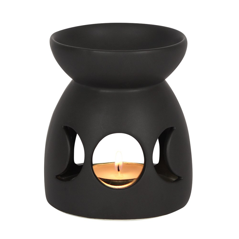 Svart Aromalampa Triple Moon
