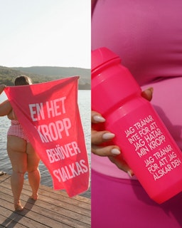 Strandpaket (rosa): Vattenflaska + strandbadlakan