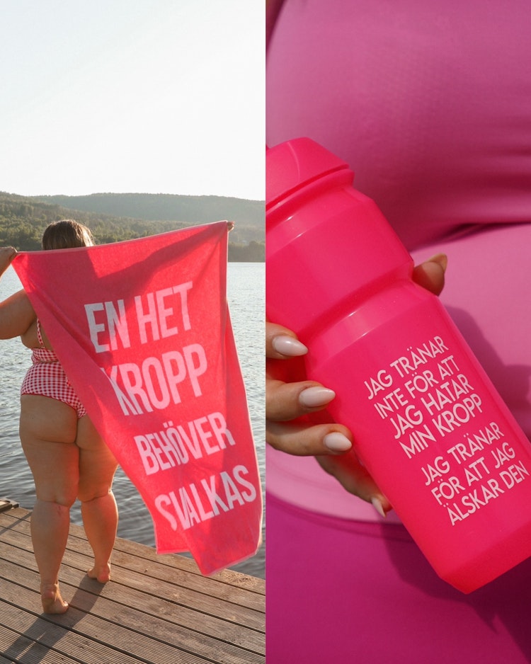 Strandpaket (rosa): Vattenflaska + strandbadlakan