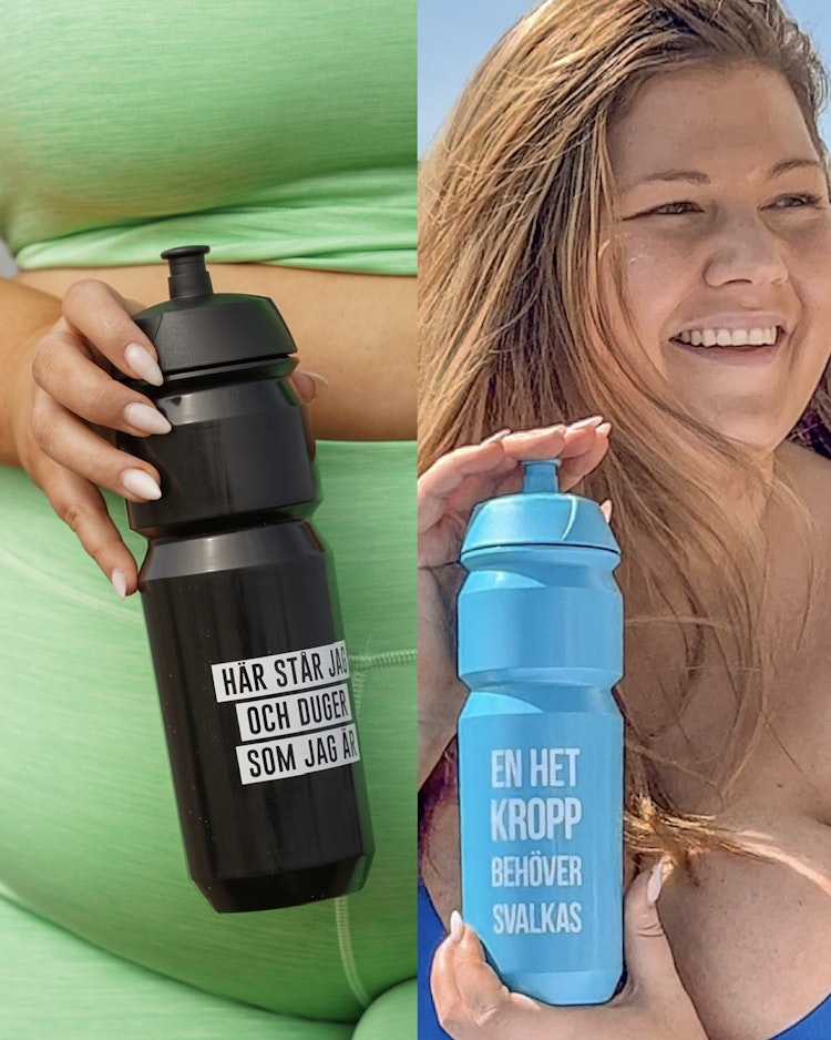 Paket: Svart + blå vattenflaska