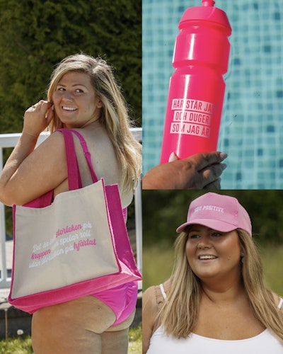 Stora rosa strandpaketet: Strandväska + vattenflaska + keps