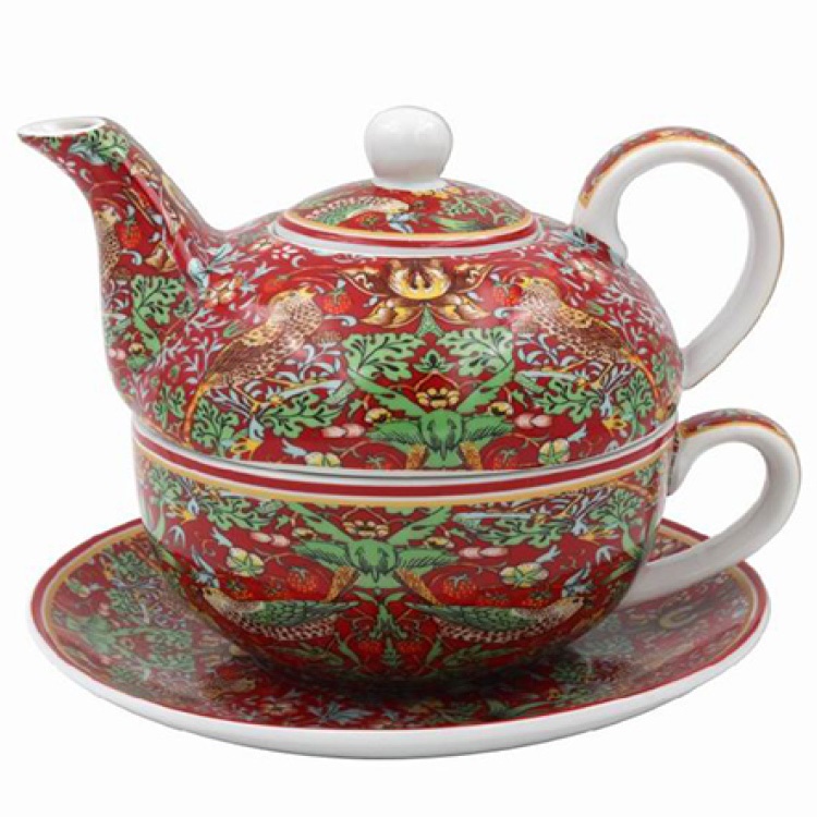 William Morris Red Strawberry Thief - Tea For One
