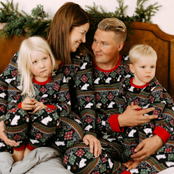 Ornament pyjamas barn mörkblå