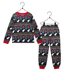 Ornament pyjamas barn mörkblå
