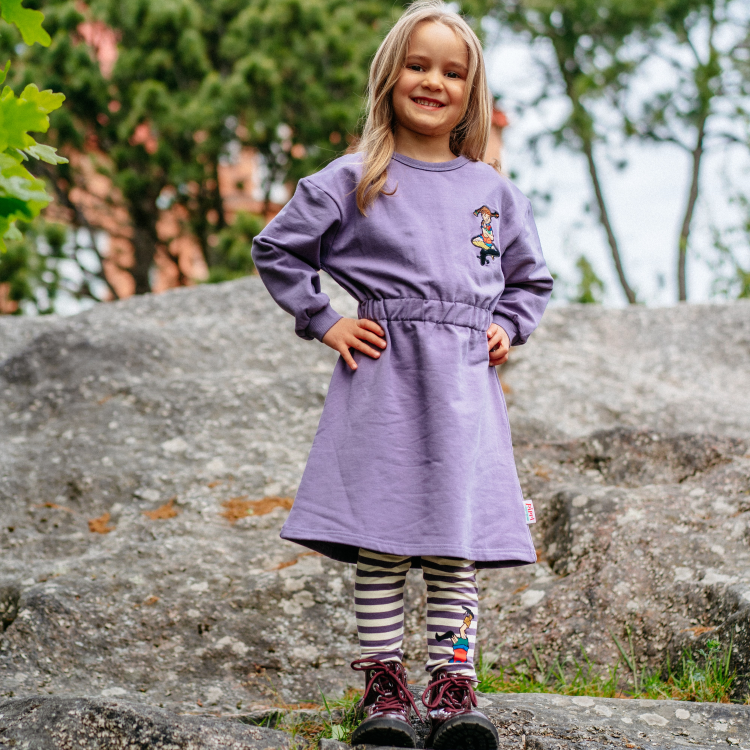 Pippi randiga leggings violett