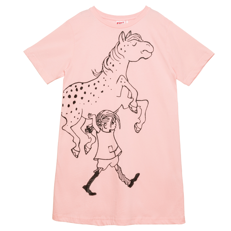 Pippi oversize t-shirt/nattlinne rosa