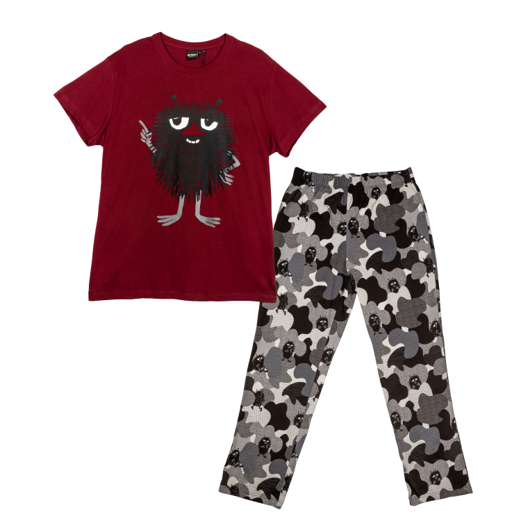 Mumin Gömd pyjamas kortärmad burgundy