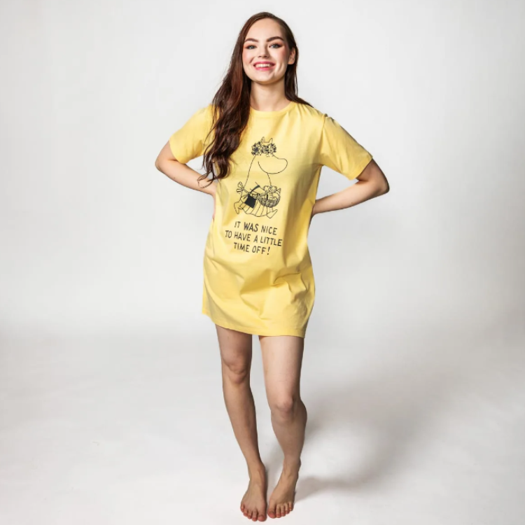 Mumin Time Off nattlinne/Oversize T-shirt ljusgul
