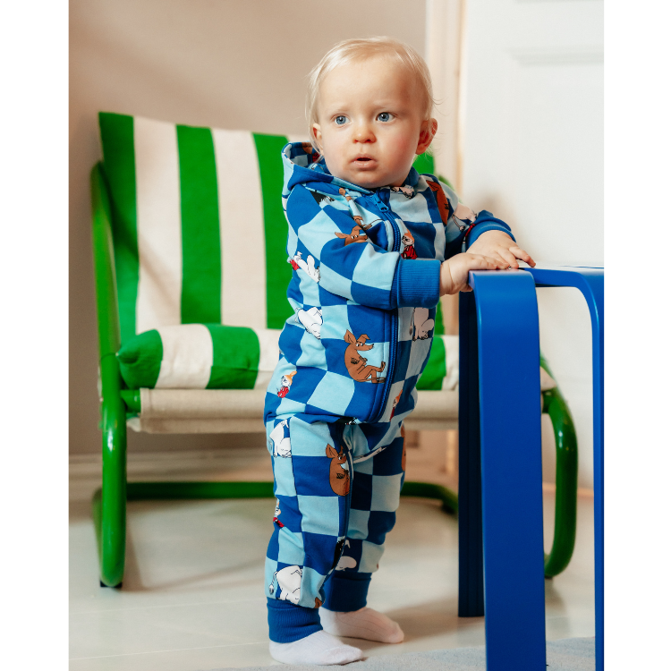 Mumin Rutfält overall baby blå - Stl. 74cl