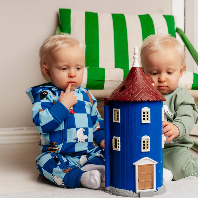 Mumin Rutfält overall baby blå - Stl. 74cl