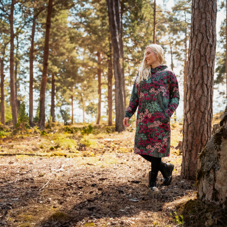 Mumin Huvklänning Tusensköna mörkgrön - Stl. M