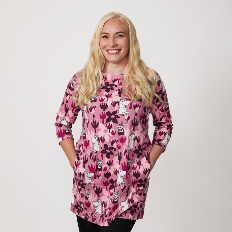 Mumin Hilda tunika Flor mörkrosa