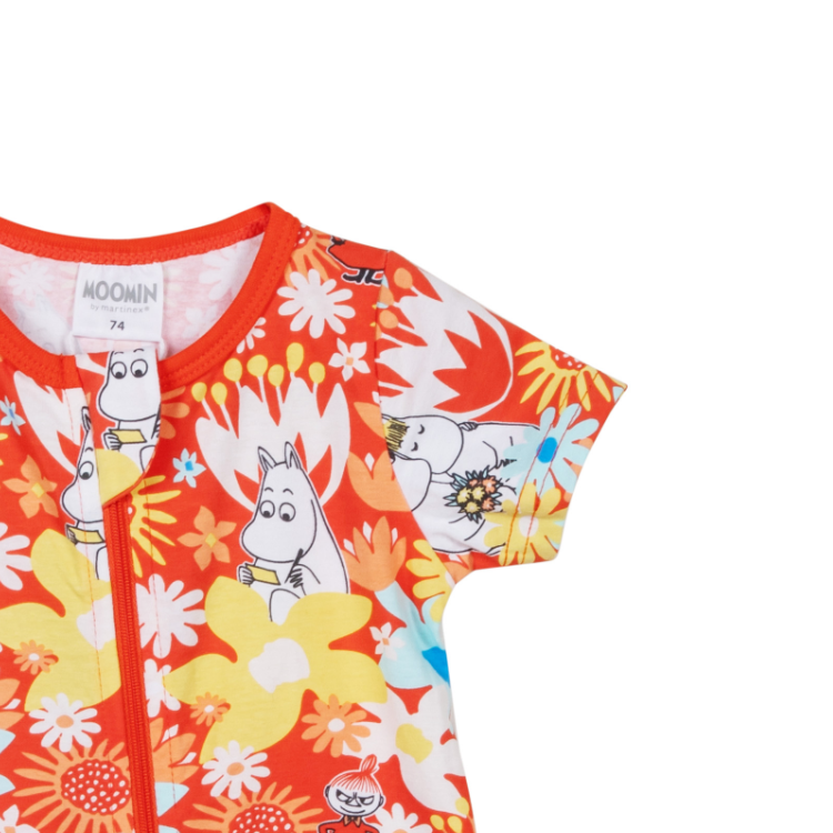 Mumin Somrigt playsuit/pyjamas kortärmad röd