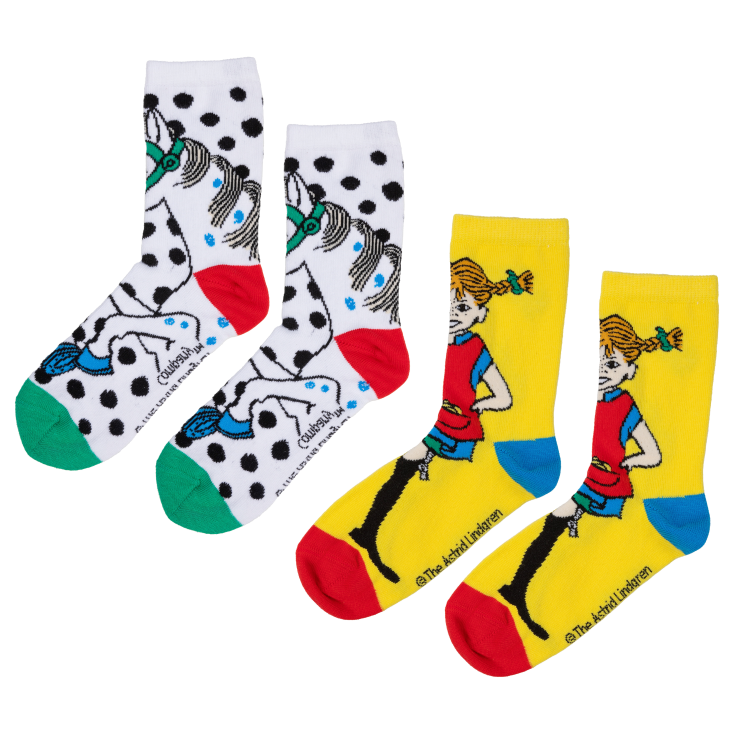 Pippi strumpor 2st gul/naturvit