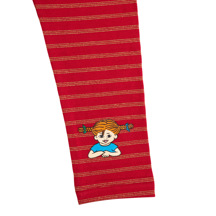 Pippi Kompisar leggings röd/guld