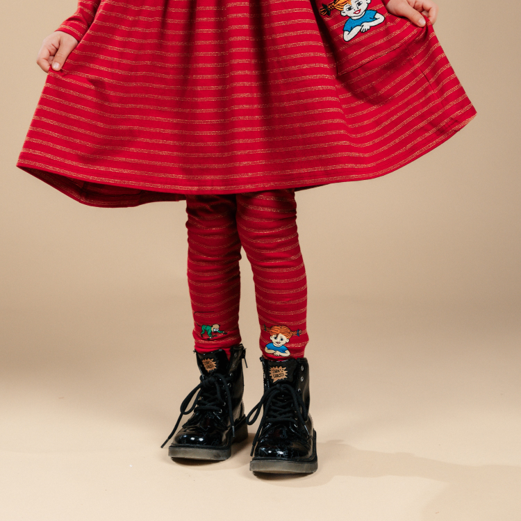Pippi Kompisar leggings röd/guld