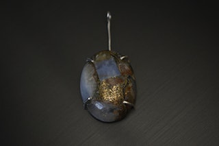 Kalcedon cabochon hänge - sterling silver