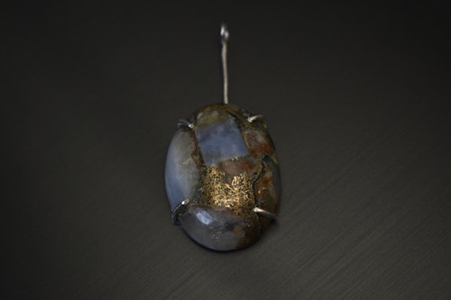 Kalcedon cabochon hänge - sterling silver