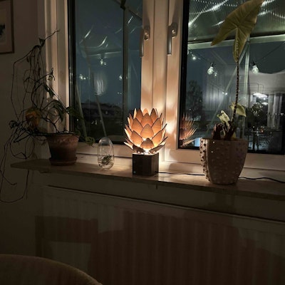 Träfot till fönsterlampor