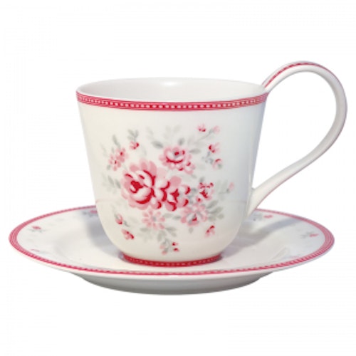 Greengate Cup & Saucer Flora white