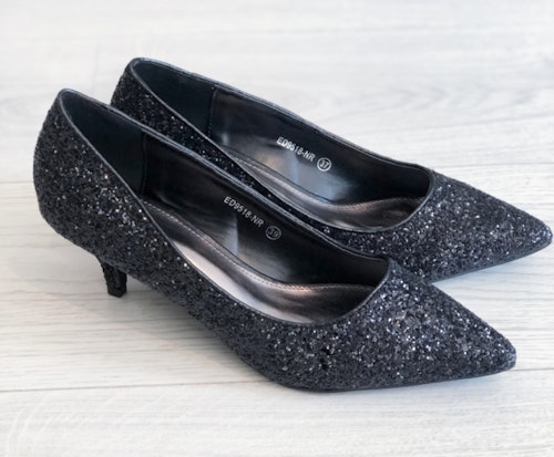 Pumps svart glitter