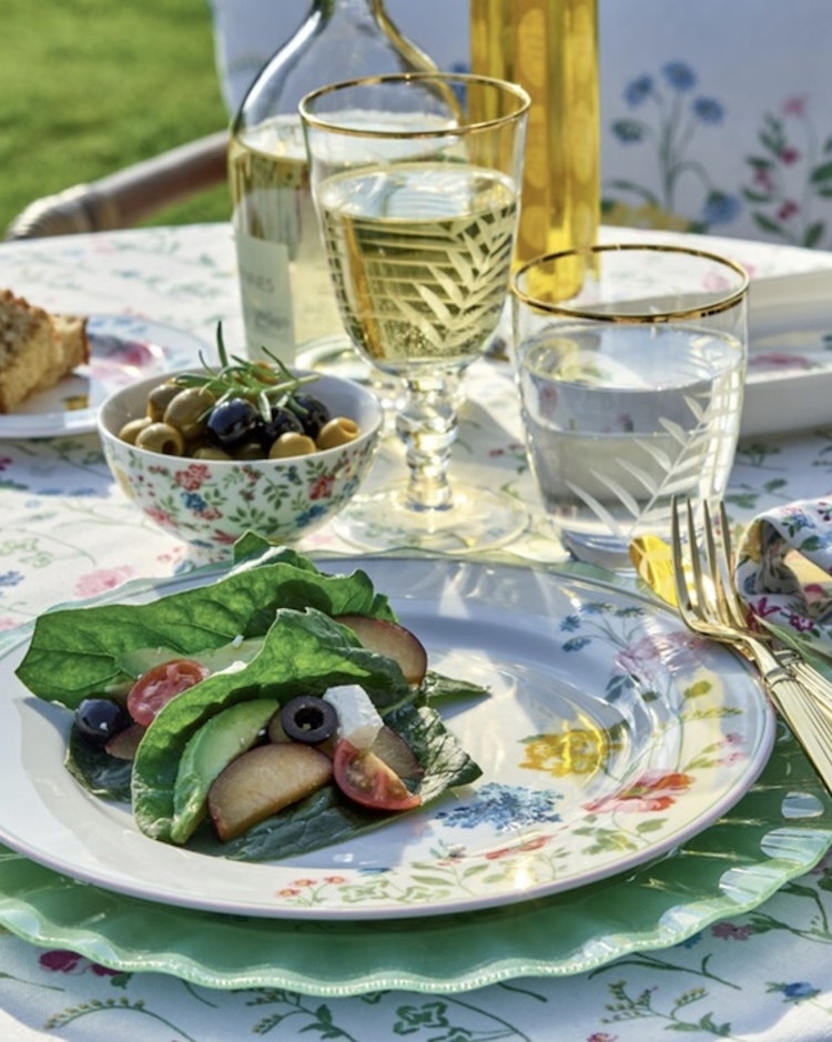 Greengate Water Glass with cutting and gold