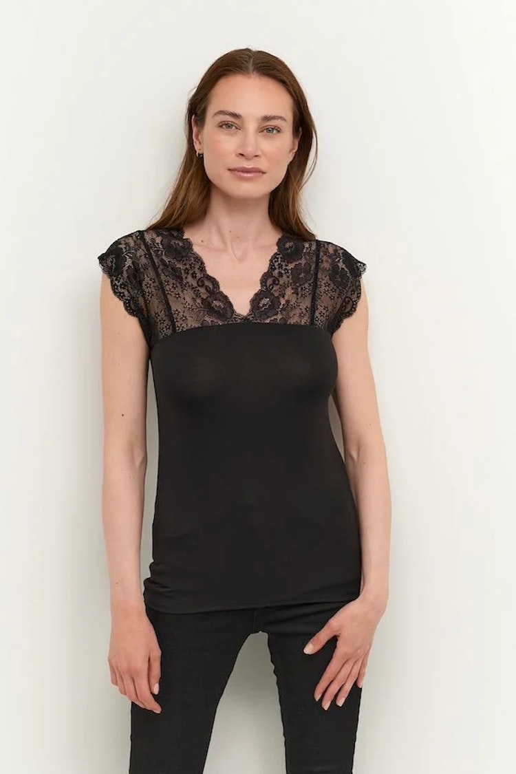 Culture Poppy Lace Top Black