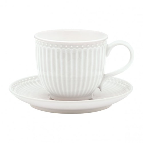 Greengate Cup & saucer Alice white