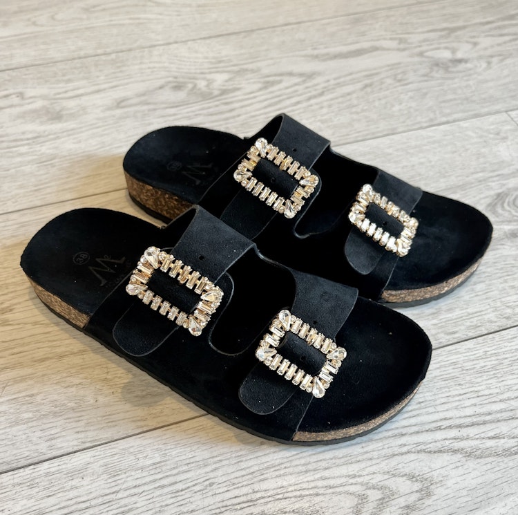 Sandal svart strass