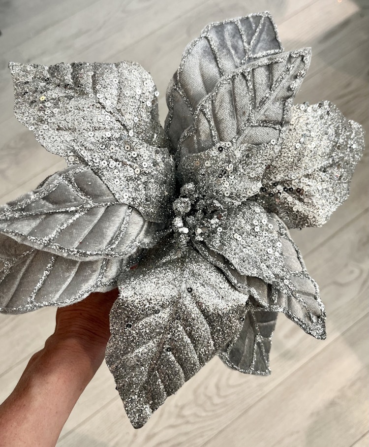 Poinsettia superglitter silver