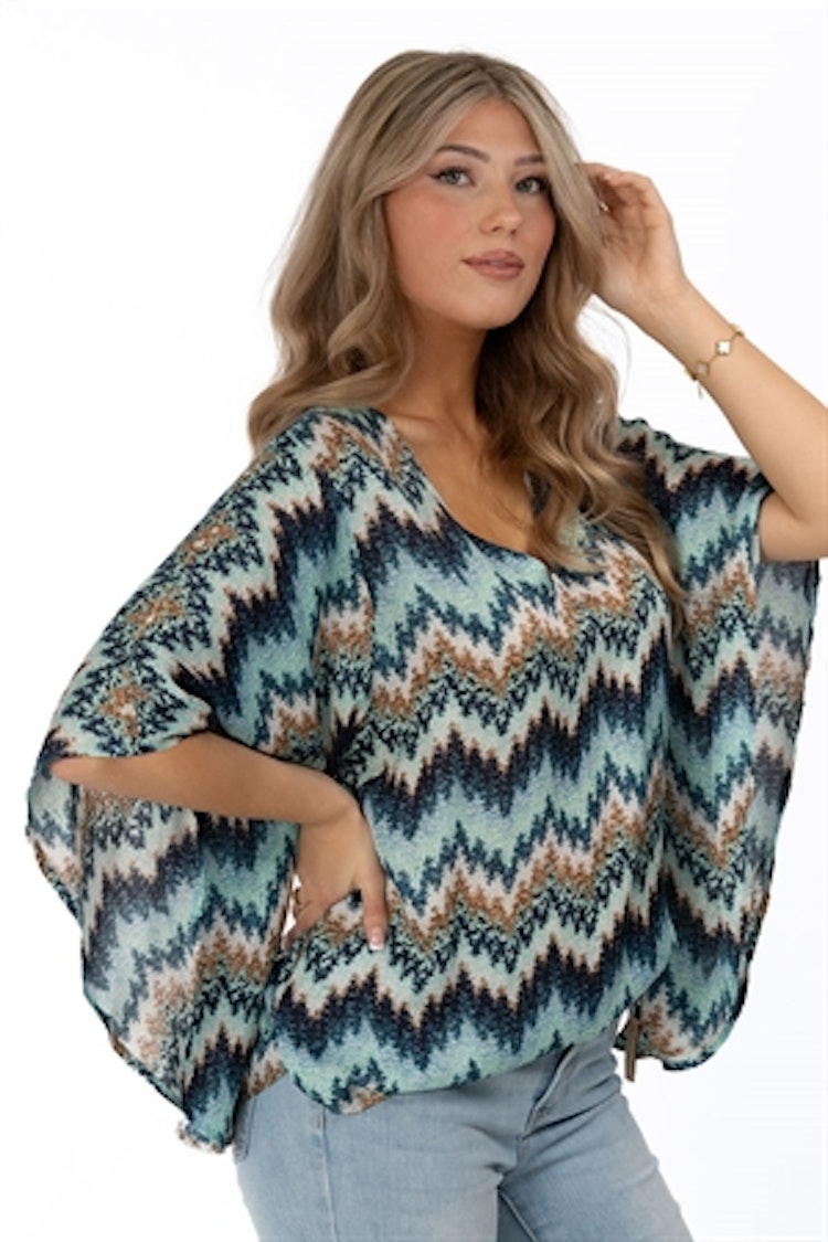 CC Collection Beverly Blouse Lagoon/gold/blue