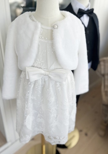 Barnklänning näbbklänning vit