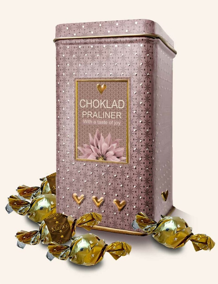Klaras plåtburk med chokladpraliner