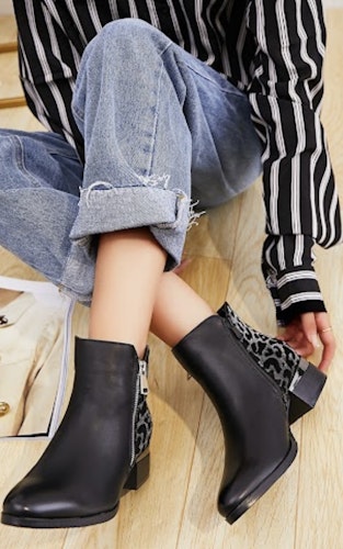 Boots leopard silver