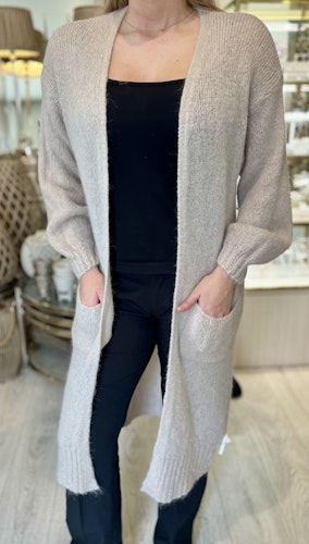 Lång cardigan beige