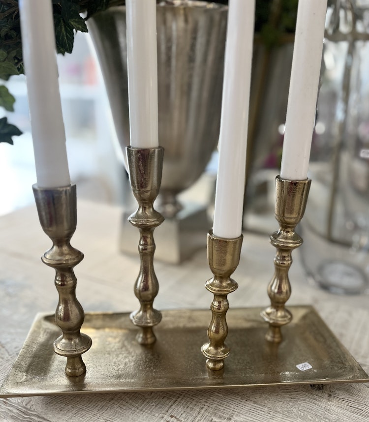 Ljusstake råaluminium champagneguld
