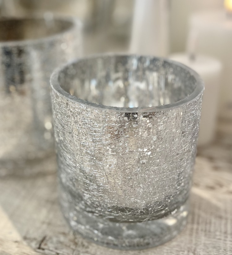Ljuslykta silver crackle