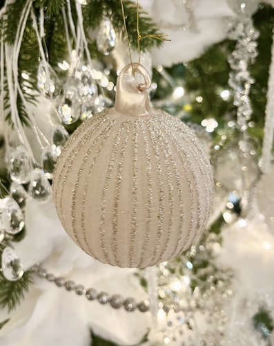 Julkula ribbad ljusrosa glitter mindre
