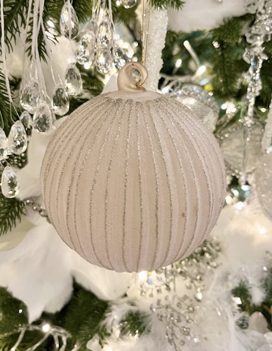 Julkula ribbad ljusrosa glitter