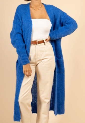 Lång cardigan koboltblå