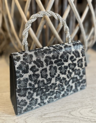 Väska strass leopard