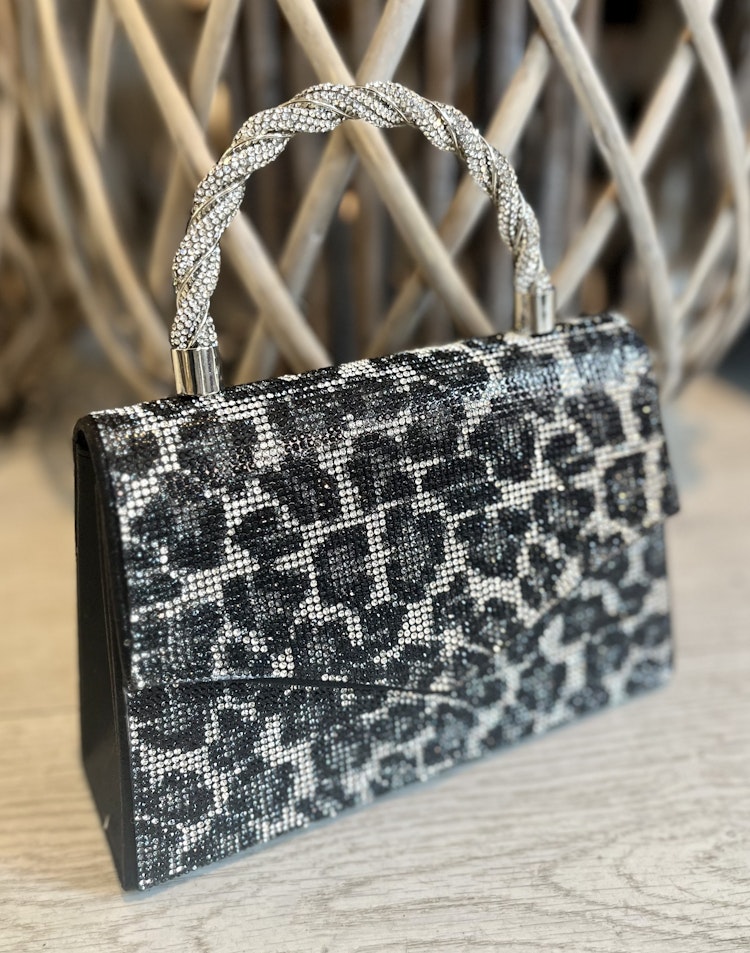 Väska strass leopard